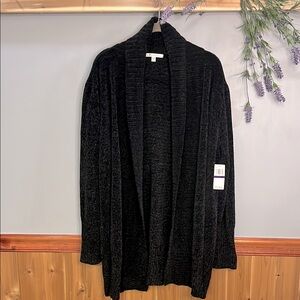 Black Open Front Cardigan